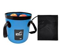 2Pcs Collapsible Bucket 12L + Storage Bag, Blue Handy Folding Bucket with Black Carry Pouch, Flexible Plumbers Buckets for Camping Fishing Gardening Car Washing