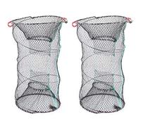 2PCS Collapsible Cast Net Fishing Net Lobster Shrimp Crab Trap Portable Folding Fishing Accessories for Outdoor Recreational Fishing Made of Nylon Aluminum Black 33x60cm