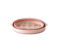 2Pcs Collapsible Colander, Plastic Collapsible Strainer and Washing Up Bowl, Space Saving Kitchen Strainer, Colander for Washing Vegetable and Fruits (Pink)