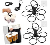 2PCS Collapsible Drink Carrier,Portable All Inclusive Drinks Carrier Tray Holiday Foldable,6-Cup Drink Holder with Handle,Collapsible Drinks Holder Holiday,Reusable Drink Cup Carrier with Handle (B)