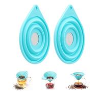 2PCS Collapsible Fine Mesh Strainer, 4 Inch Small Silicone Funnel with Stainless Steel Sieve, Tea Strainers for Loose Tea, Pour Over Coffee, Wine, Cocktails for Kitchen, Travel, Camping, RV(2pcs)