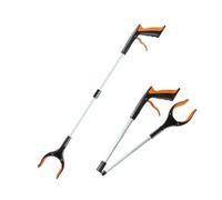 2pcs Collapsible Garbage Clips, Aluminum Alloy Pole Grabbers, Sanitation Tools, Cleaning and Picking Up Long Handles(Orange)