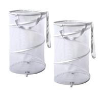 2Pcs Collapsible Laundry Baskets, Breathable Mesh Laundry Hamper with Lid & Handle, Portable Pop-Up Laundry Hamper for Camping, Travel, Clothes, Children's Room Laundry Hamper with Lid Pop-Up Laundry
