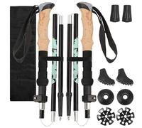 2Pcs Collapsible Walking Poles with EVA Cork Handle, Ultralight Aluminum Telescopic Folding Nordic Walking Sticks, Lightweigh 110-125cm Foldable Trekking Hiking Gear for Men Women Camping Mountaining