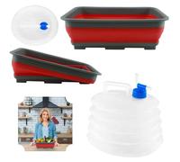 2Pcs Collapsible Washing Up Bowl and 5L Water Carrier Set, Foldable 10L Basin, BPA Free Portable Water Container with Tap, Camping Kitchen Travel Outdoor Storage Utility Set