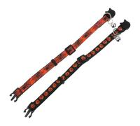 2pcs Collar PET Neck Chain with Bells, Adjustable Orange Black | Plastic Nylon Build, Metal Rings and Clips, Ready for Leash Use, Indoor PET Decorations