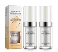 2PCS Color Changing Foundation for Aging Skin, SPF 15 Liquid Concealer Makeup Base, Self-Adjusting Nude Cream, Moisturizing & Long-Lasting