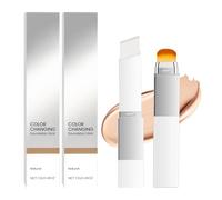 2PCS Color Changing Foundation Stick, 3 in 1 White Foundation Stick with Detachable Brush, Korean Makeup Color, Full To Medium Coverage Base Makeup, Suitable for All Skin Types