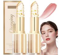 2Pcs Color Changing Lipstick with Gold Foil,Transfer-Proof Colour Changing Lipstick,Long Lasting Lip/sticks 24 Hours with Gold Foil, Lipsti/ck with Go/ld Fo/il Crystal Shine,Hydration Lip Gloss