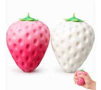 2Pcs Color-Changing Strawberry Squishy, Jumbo Slow Rising Squeeze Toys for Stress Relief & Anxiety, Cute Kawaii Sensory Fidget Toy Desk Accessories, Party Favors Gifts for Kids Adults