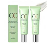2PCS Color Correcting CC Cream with Centella Asiatica,Tinted Moisturiser & Skin Tint,Full Coverage Foundation for Mature Skin,Lightweight Makeup with SPF,Smooths Texture & Enhances Radiance