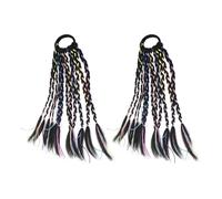2pcs Colored Braid Hair Extensions with Bands Vibrant Dreadlock Ponytail Hair Ties for Performances Daily Wear Artificial Hair Colorful Ropes