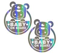 2Pcs Colorful Baby on Board Sticker for Car,Adhesive Children On Board Car Sign, Baby Car Stickers for Sticker Shiny and Obvious（15 * 12.5cm/5.9 * 4.9inch）