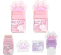 2Pcs Colorful Cat Paw Roller Eraser, Erasers for Kids, Cute Cat Rubber, Kids Eraser with Shaving Roller Case for School Office Supply Stationery Erasers, Standard Pencil Erasers