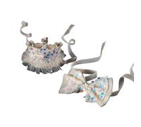 2PCS Colorful Dogs Birthday Crowns With Bowknot Collar Fashion Pet Lovely Carnivals Hat For Photography Birthday Crowns Bow Tie Dog Collars For Large Dogs Bow Tie Collar