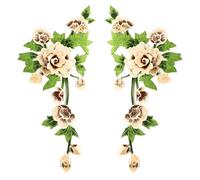 2PCS Colorful Floral Embroidered Appliques, Hollow, Brown