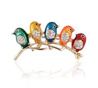 2pcs Colorful Little Birds Brooch Pins Alloy CrystalJewelry Gifts for Women Cute Animal Little Birds Gemstone