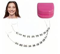 2PCS, Colorful Metal Bracket and Ligature Ties,Temporary Dental Fake Braces,Tooth Decoration with Metal Wires with Hook,Teeth Straightening Kit,Fake Braces,Braces Teeth,Teeth Aligner,Clear