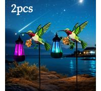 (2pcs Colorful Palace Lanterns) colorful solar powered hummingbird lanterns, beautiful solar garden decoration lights, hanging green hummingbird decoration lights
