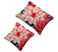 2Pcs Colorful Petal Flowers-2069 Pocket Cosmetic Bag for Purses, Waterproof Makeup Bag Cosmetic Pouch, Portable No Zipper Makeup Bag, Multicolor 07, A：7.1x5.8in/18x14.8cm，B:4.7x4.5in/12x11.5cm