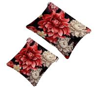 2Pcs Colorful Petal Flowers-2069 Pocket Cosmetic Bag for Purses, Waterproof Makeup Bag Cosmetic Pouch, Portable No Zipper Makeup Bag, Multicolor 01, A：7.1x5.8in/18x14.8cm，B:4.7x4.5in/12x11.5cm