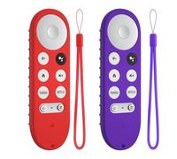 2pcs Colorful Silicone Remote Case Replacement for Google Tv Streamer Remote,Anti Slip and Durable Protective Cover for Google Chromecast Remote with Lanyad (Red+Purple)