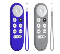 2pcs Colorful Silicone Remote Case Replacement for Google Tv Streamer Remote,Anti Slip and Durable Protective Cover for Google Chromecast Remote with Lanyad (Blue+Light Grey)