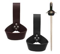 2Pcs Colors Leather Sword Holder, Ring Shape Sword Belt, Retro Style Medieval Belt Accessories for Dagger Holder, Renaissance Costume Decorations (Black, Brown)
