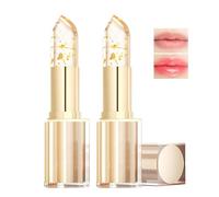 2Pcs Colour Changing Lipstick - Transferproof Long Lasting Lipgloss 24 Hours - Gold Crystal PH Lipstick Color Changing - Moisturizing Glossy Temperature Sensitive Lip Sticks for Women