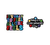 2pcs Colourful Letters Badges It's OK to Feel All The Feels Fun Quotes Enamel Pin Quotes and Sayings Hard Brooch English Short Set Brooch for Clothing Backpack Hat Accessories