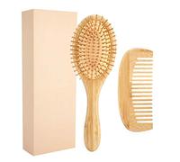 2pcs Comb Set, Natural Bamboo Wooden Massage Hair Brush Comb Anti-Static Head Scalp Massage Bamboo Hairdressing Comb, Improve Hair Growth, Prevent Hair Loss(Comb Set)