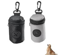 2PCS Comfortable and Durable Dog Poop Bag Holder for Lead,Dog Poo Bag Holder, Black with Carabiner Clip Portable Dispenser for Walking Running Camping Travelling(Black gray)