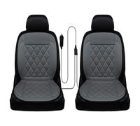 2PCS Comfortable Leather Heated Seat Cushion, Universal Seat Cover Pad, Soft Car Seat Covers with Full Back Seat Protector Pure Black For Winter (Grey)
