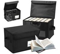 2Pcs Comic Book Storage Box with Handle & Lid 28*18.8*18.8cm Foldable Comic Book Bin Vinyl Record Storage Box Oxford Cloth Album Storage Case Vinyl Record Organizer for Book Clothes Paperwork Toys