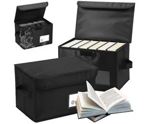 2Pcs Comic Book Storage Box with Handle & Lid 28*18.8*18.8cm Foldable Comic Book Bin Vinyl Record Storage Box Oxford Cloth Album Storage Case Vinyl Record Organizer for Book Clothes Paperwork Toys