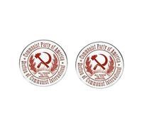 2Pcs Communist Party of America Enamel Pin Set, Hammer and Sickle Workers Badge, Alloy Button Brooch, Political Statement Lapel Pin, 1.18 Inch Red Soviet Style Collectible Gift