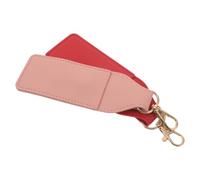 2pcs Compact Pu Lipstick Case with Keyring for Lip Balms and Liners