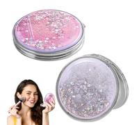 2PCS Compact Travel Mini Hand-Held Magnifying Vanity Mirror, Portable Folding, Double-Sided Make Up Mirror