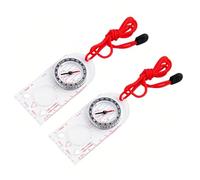 2PCS Compass, Compass Navigation, Multifunctional Waterproof Compasses for Adjustable Lanyard, Hiking Suitable for Explorer Map Reading Navigation and Survival (Red & White)