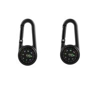 2PCS Compass Thermometer Carabiner 3 in 1 Outdoor Hiking Survival Key Ring Double Sided Metal Compasses Camping