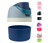 2Pcs Compatible for Owala Accessories Set: Silicone Boot for Owala Water Bottle 24 oz, 32 oz, Replacement Lid for Owala Freesip,Top Lid Compatible with Owala Cup 24oz 32oz 40oz (Denim Blue, 32oz)