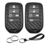 2pcs Compatible with Honda Smart Carbon Fiber Looks Silicone FOB Key Case Cover Protector Keyless Remote Holder for 2019 2018 2017 2016 2015 Honda Civic CR-V Accord CRV Pilot EX EX-L Touring Premium