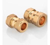 2PCS Compression Straight Connectors, Brass Plated Compression Joint Plumbing Fittings, Pipe Connector for Plumbing Repairs, Water Supply Lines & HVAC Systems