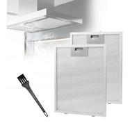 2Pcs Cooker Hood Filters, 320x260mm 5-Layer Aluminum Mesh Universal Metal Grease Filter with 1 Brush Compatible with Many Leading Brand of Cooker Hood