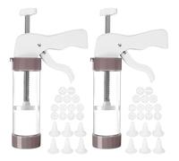 2Pcs Cookie Press with 26 Cookie Discs and 12 Icing Nozzles Cookie Maker Gun Biscuit Making and Icing Set Cookie Press Pump for Cake DIY Decorations