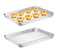 2Pcs Cookie Sheets, 17x12 Inch Stainless Steel Baking Sheet, Rust-Proof & Safe Oven Tray, Easy Clean Baking Tray for Kitchen Stainless Steel Sheet