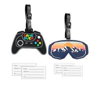 2PCS Cool Luggage Tags for Travel Suitcase, Game Consoles Glasses Name Tags Silicone Suitcase Labels, Anti-Loss Travel Baggage Handbag Identity ID Labels for Men Boys Women Girls