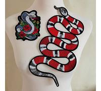 2pcs Cool Red Black Snake Embroidered Applique Patch Vintage Animal Patch T-Shirt Jeans Decoration Patch DIY Garment Accessories