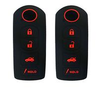 2Pcs Coolbestda Silicone Smart Key Fob Cover Case Remote Skin Keyless Jacket Holder Protector for Mazda 3 6 CX-7 CX-9 MX-5 Miata 4 Buttons Black