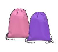2PCS Cooler Bags - Foldable, Reusable Drawstring Backpacks for Work, School, Travel (Pink, Purple)